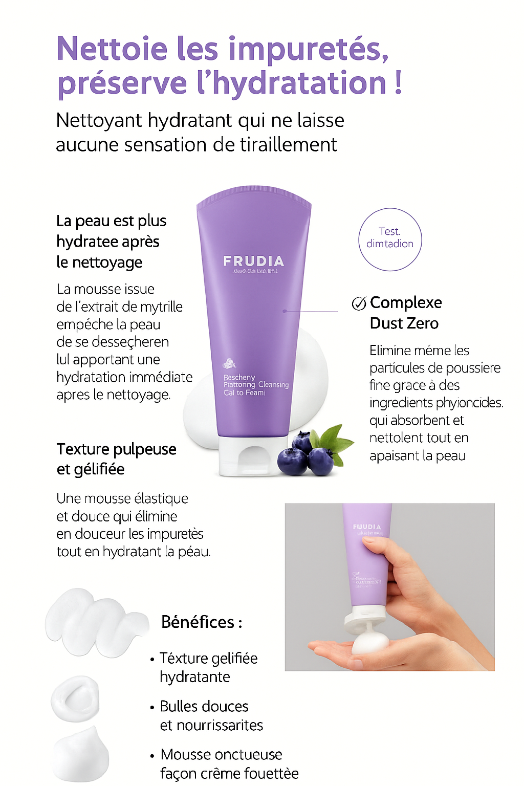 FRUDIA Blueberry Hydrating Cleansing Gel To Foam 145g